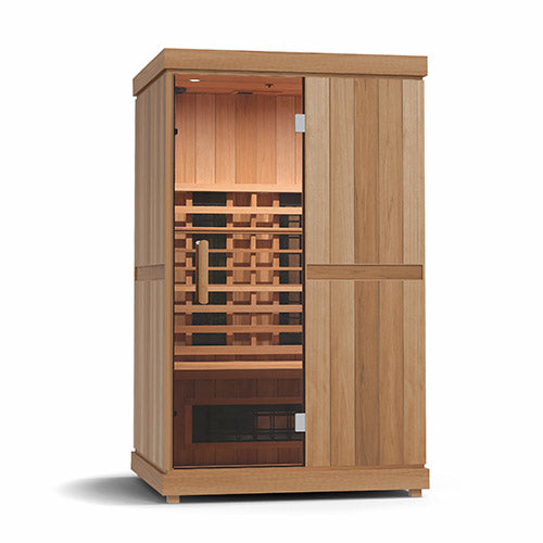Finnmark FD-2 Full-Spectrum Infrared Sauna The Finnmark FD-2 is a luxury 2-person infrared sauna built for serious results.It’s the only sauna on the market that combines UL-Listed Spectrum Plus™ heaters with Spectrum Carbon 360° panels, reaching a powerful 170°F in under an hour on a standard home outlet. Advanced Heating PowerFinnmark’s unique mix of long-wave carbon panels and short-wave Spectrum Plus™ heaters delivers deeper heat, full-body coverage, and higher temperatures for unmatched therapeutic ben
