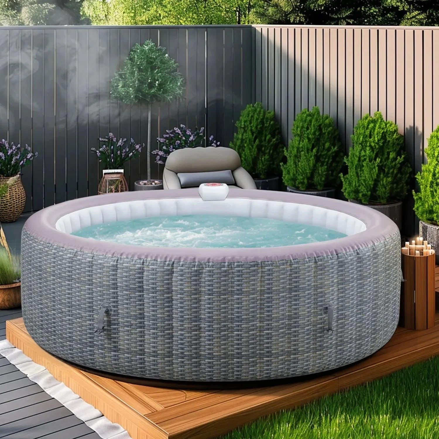82'' Inflatable Hot Tub, Portable Hot Tub for Home Spa, Outdoor round Hot Tub W/130Pcs Jets, 6 Person Inflatable Pool with Heating & Filters - elitewellnesshq a60e28c5 - ccdc - 46d2 - bcc6 - c074ac03a4e4