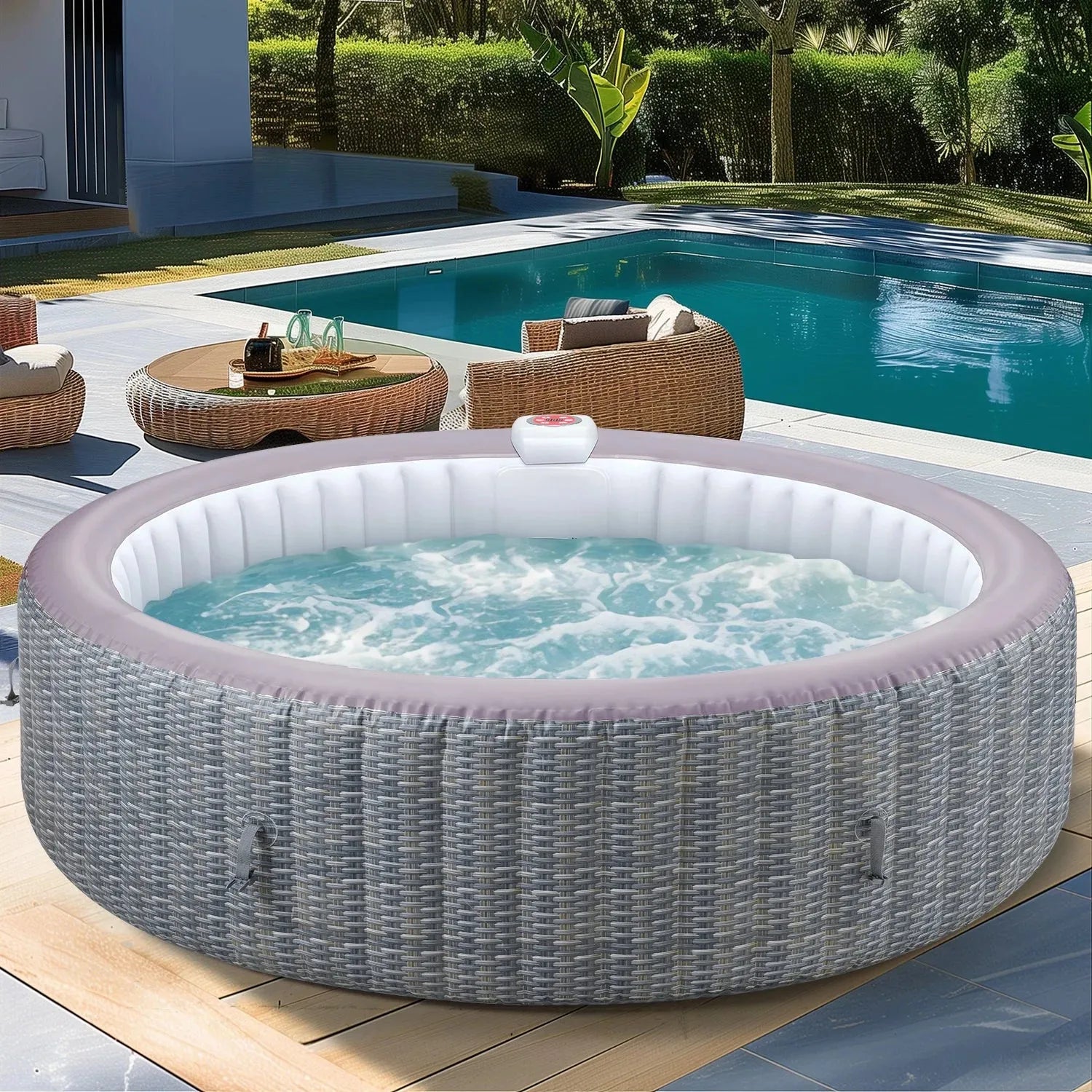 82'' Inflatable Hot Tub, Portable Hot Tub for Home Spa, Outdoor round Hot Tub W/130Pcs Jets, 6 Person Inflatable Pool with Heating & Filters - elitewellnesshq a60e28c5 - ccdc - 46d2 - bcc6 - c074ac03a4e4