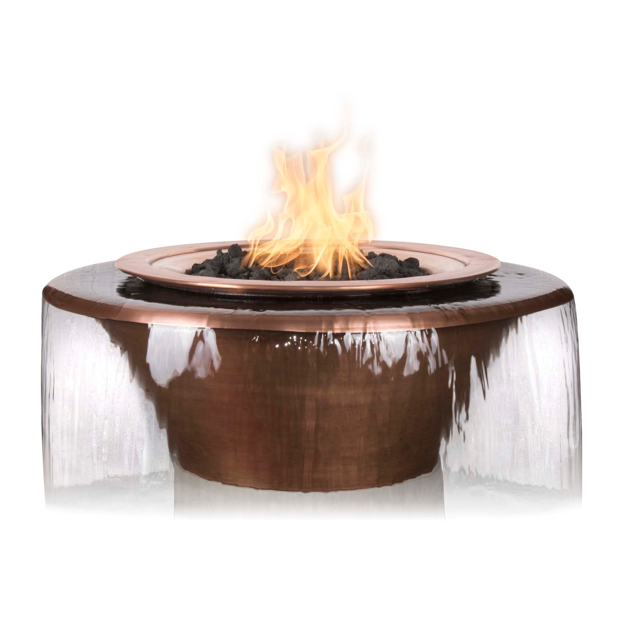 48" Cazo GFRC Fire & Water Bowl - 360° Spill - Match Lit