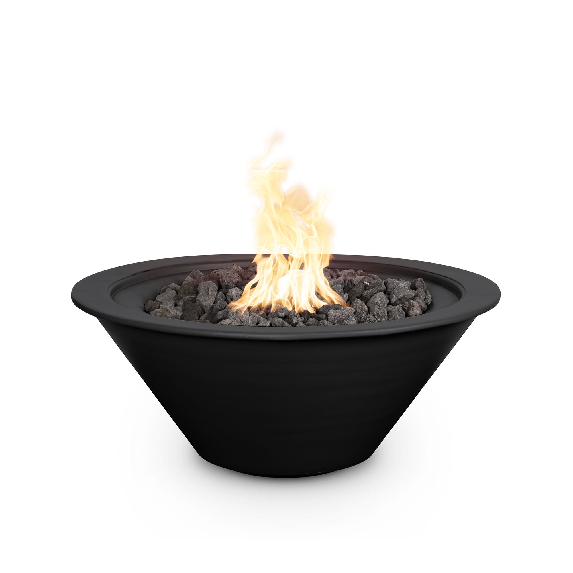 The Cazo Fire Bowl – Powder-Coated Metal is a striking round fire feature that effortlessly combines visual drama and warmth. Handcrafted in the USA, its contemporary steel bowl design emits an inviting flame and gentle water cascade, making it the perfect focal point for patios, decks, poolside lounges, and other premium outdoor settings.