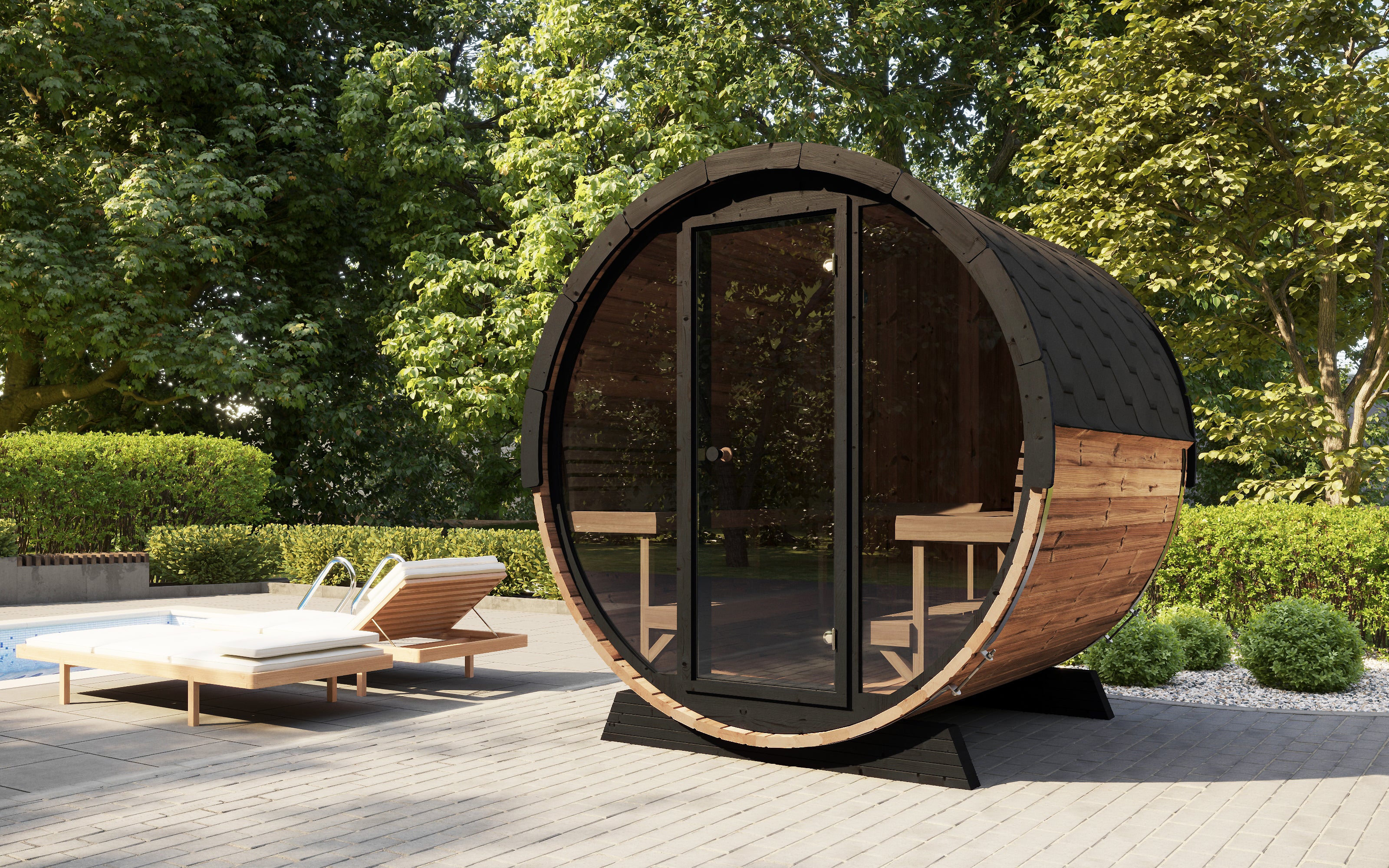 SaunaLife ERGO-Series Elegance 8 (EE8G) Outdoor Barrel Sauna