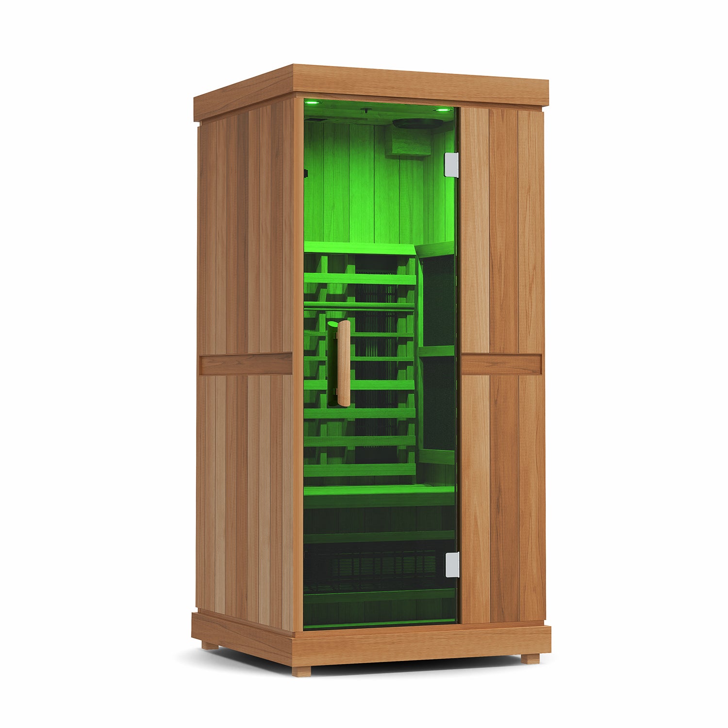 Turn any room in your home into a personal wellness retreat with the Finnmark FD-1 Full-Spectrum 1-Person Infrared Sauna.This compact infrared sauna is the only model in the industry to combine UL-Listed Spectrum Plus™ short-wave heaters with Spectrum Carbon 360° long-wave panels, allowing you to reach a true 170°F in less than one hour using a standard 120-volt outlet.Unlike ordinary infrared saunas, Finnmark delivers a deep, detoxifying sweat and a complete full-spectrum sauna experience near, mid, andfar