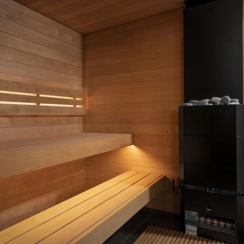 SaunaLife Model G6 pre-assembled outdoor home sauna cabin