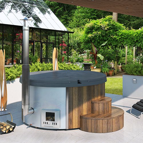SaunaLife Model S4N Wood-Fired Hot Tub Dark Grey