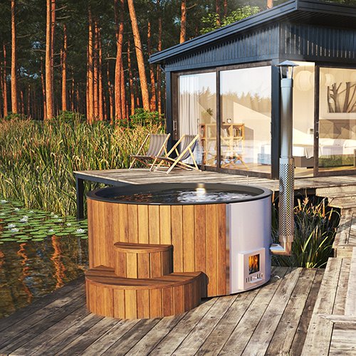 SaunaLife Model S4N Wood-Fired Hot Tub Dark Grey