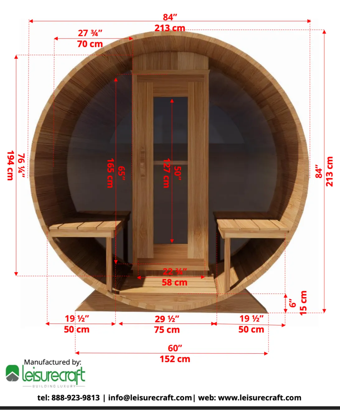 Leisure Craft Tranquility MP Barrel Sauna 2-4 people