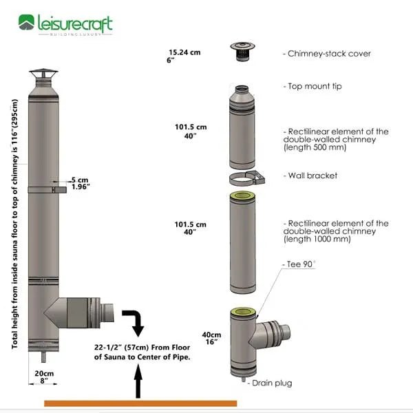 Chimney Set for out the Side - elitewellnesshq sauna essentials CHISID - 1