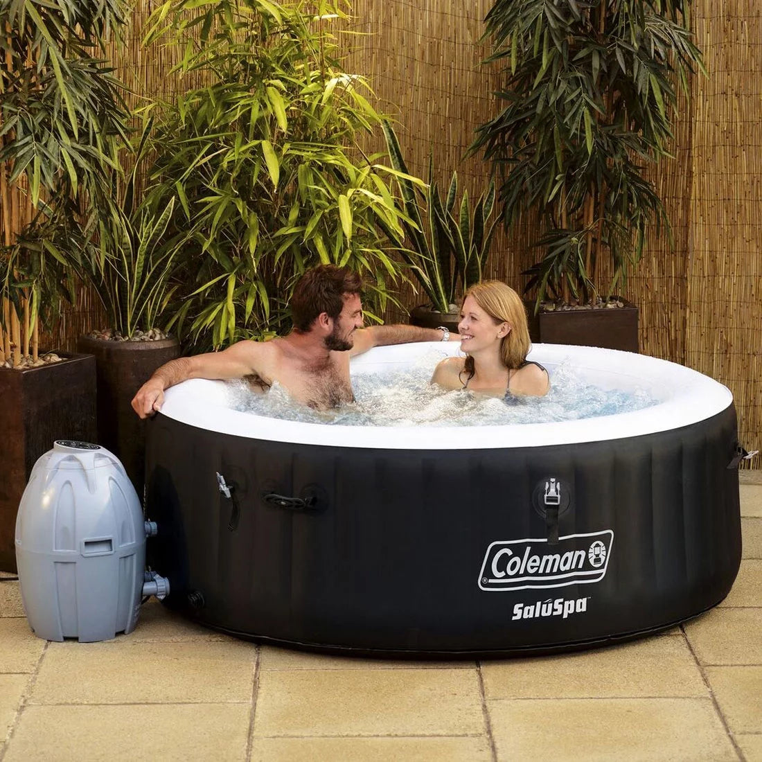 13804-BW Saluspa 4 Person Inflatable Hot Tub Spa with Pump #P08411