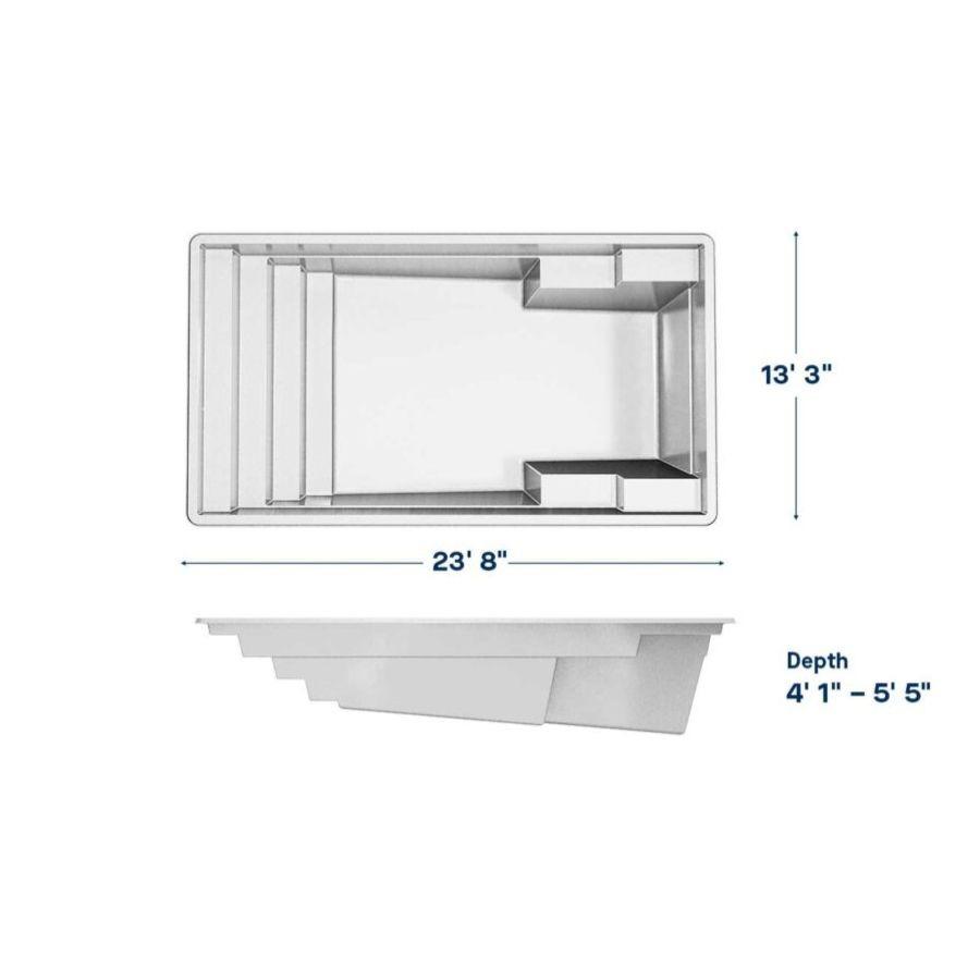 Rectangular fiberglass pool 13′ 3″ x 23′ 8 - elitewellnesshq Fibreglass Pools FGP-STATURE1323