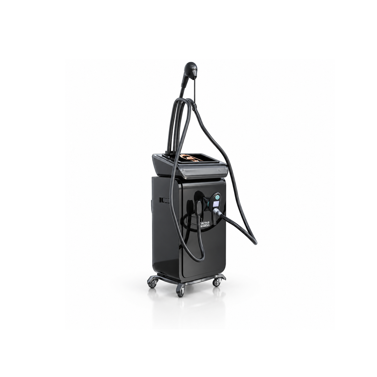 Silhouette Shaper vacuum-roller machine, black cabinet with touchscreen and massage hoses