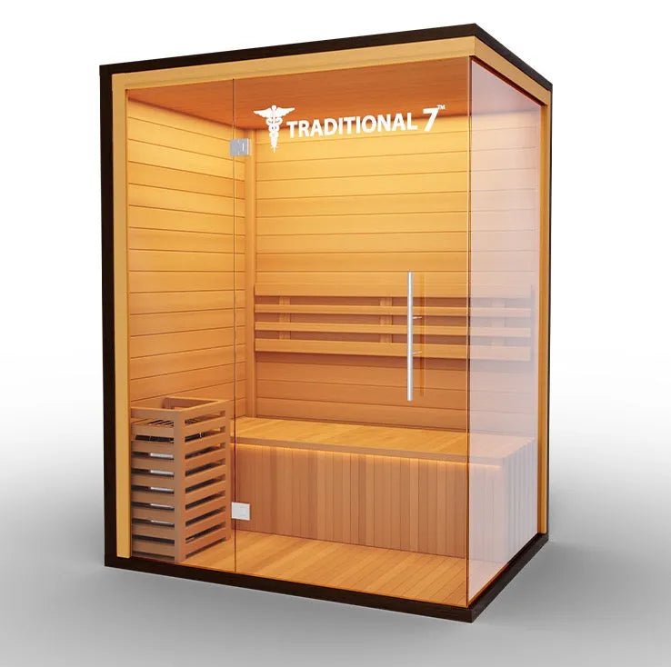 Traditional 3 - 4 Person Dry/Steam Sauna - elitewellnesshq Saunas T7S
