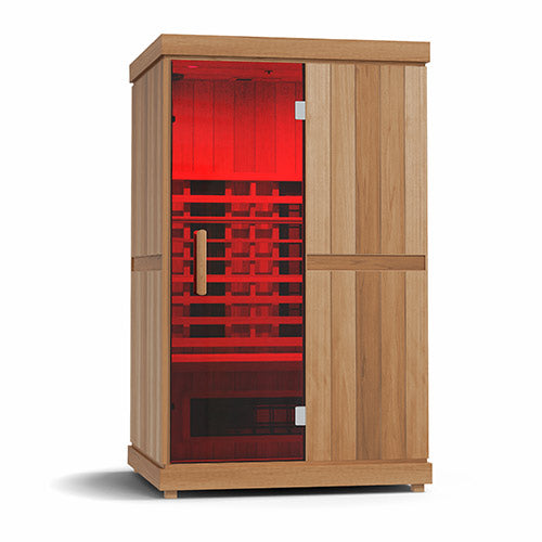 Finnmark FD-2 Full-Spectrum Infrared Sauna The Finnmark FD-2 is a luxury 2-person infrared sauna built for serious results.It’s the only sauna on the market that combines UL-Listed Spectrum Plus™ heaters with Spectrum Carbon 360° panels, reaching a powerful 170°F in under an hour on a standard home outlet. Advanced Heating PowerFinnmark’s unique mix of long-wave carbon panels and short-wave Spectrum Plus™ heaters delivers deeper heat, full-body coverage, and higher temperatures for unmatched therapeutic ben