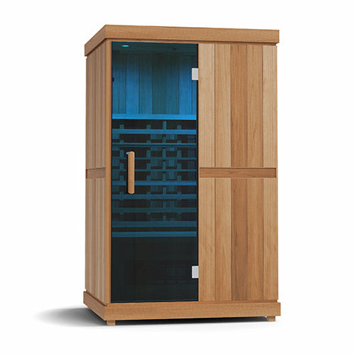 Finnmark FD-2 Full-Spectrum Infrared Sauna The Finnmark FD-2 is a luxury 2-person infrared sauna built for serious results.It’s the only sauna on the market that combines UL-Listed Spectrum Plus™ heaters with Spectrum Carbon 360° panels, reaching a powerful 170°F in under an hour on a standard home outlet. Advanced Heating PowerFinnmark’s unique mix of long-wave carbon panels and short-wave Spectrum Plus™ heaters delivers deeper heat, full-body coverage, and higher temperatures for unmatched therapeutic ben
