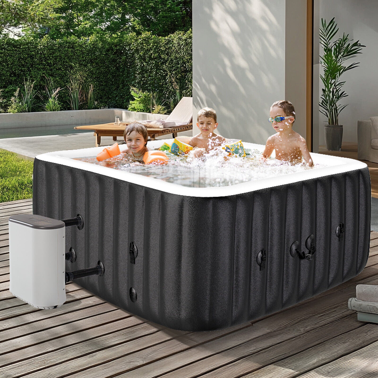 NAIZEA 6 Person Inflatable Hot Tub 130Air Jet Large with Hot Tub , 73"X73"X25"