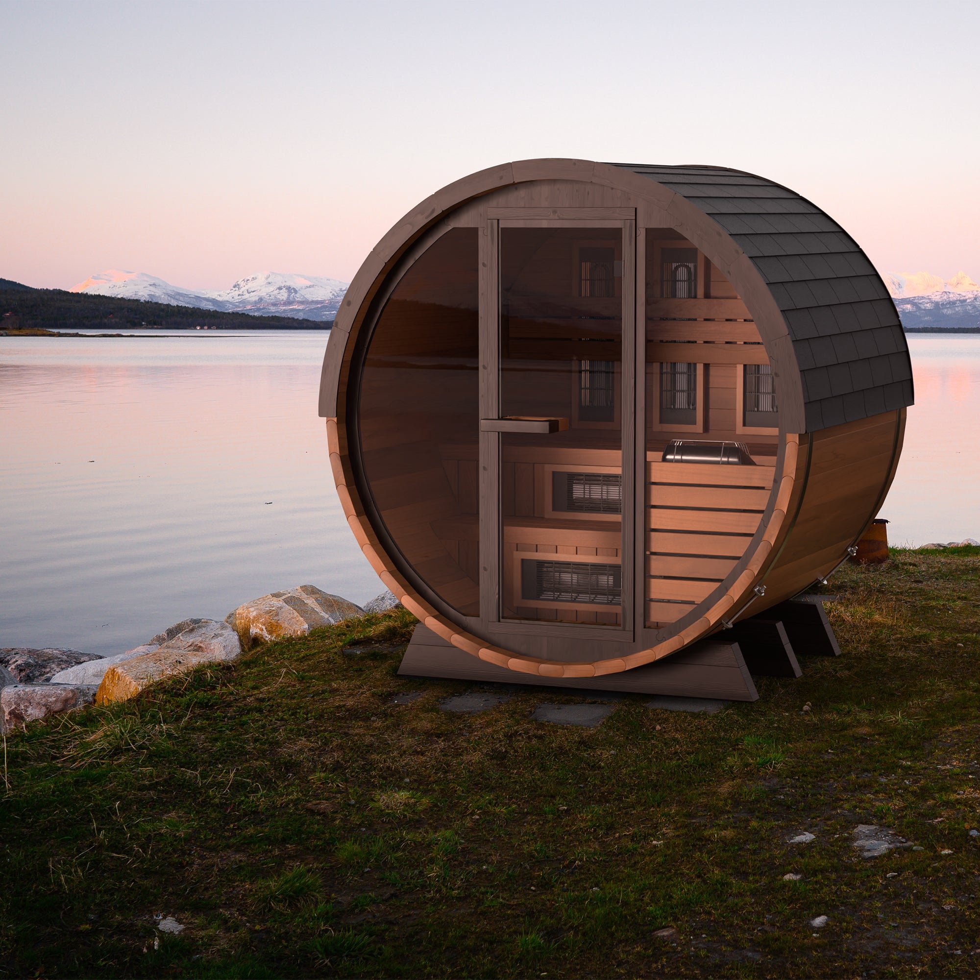 Outdoor Infrared/Steam Barrel Thermal Aspen Sauna
