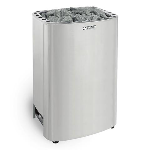 Stainless steel sauna heater with visible Harvia branding on a white background. Heavy-Duty Power for Large Commercial or Luxury Saunas The Harvia Club Series is the ultimate choice when you need continuous performance for group saunas, wellness centers, gyms, hotels, or large residential sanctuaries.Built in Finland and engineered for all-day use, the Club delivers abundant, gentle steam from morning till night.