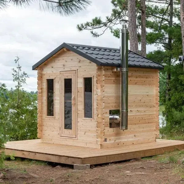 Elevate your relaxation experience with the Georgian Cabin Sauna, expertly handcrafted by Leisurecraft as part of the renowned Timber Collection. Constructed from Eastern White Cedar, this sauna showcases a light wood tone with charming tight knots, perfectly complementing any cottage or home aesthetic. 