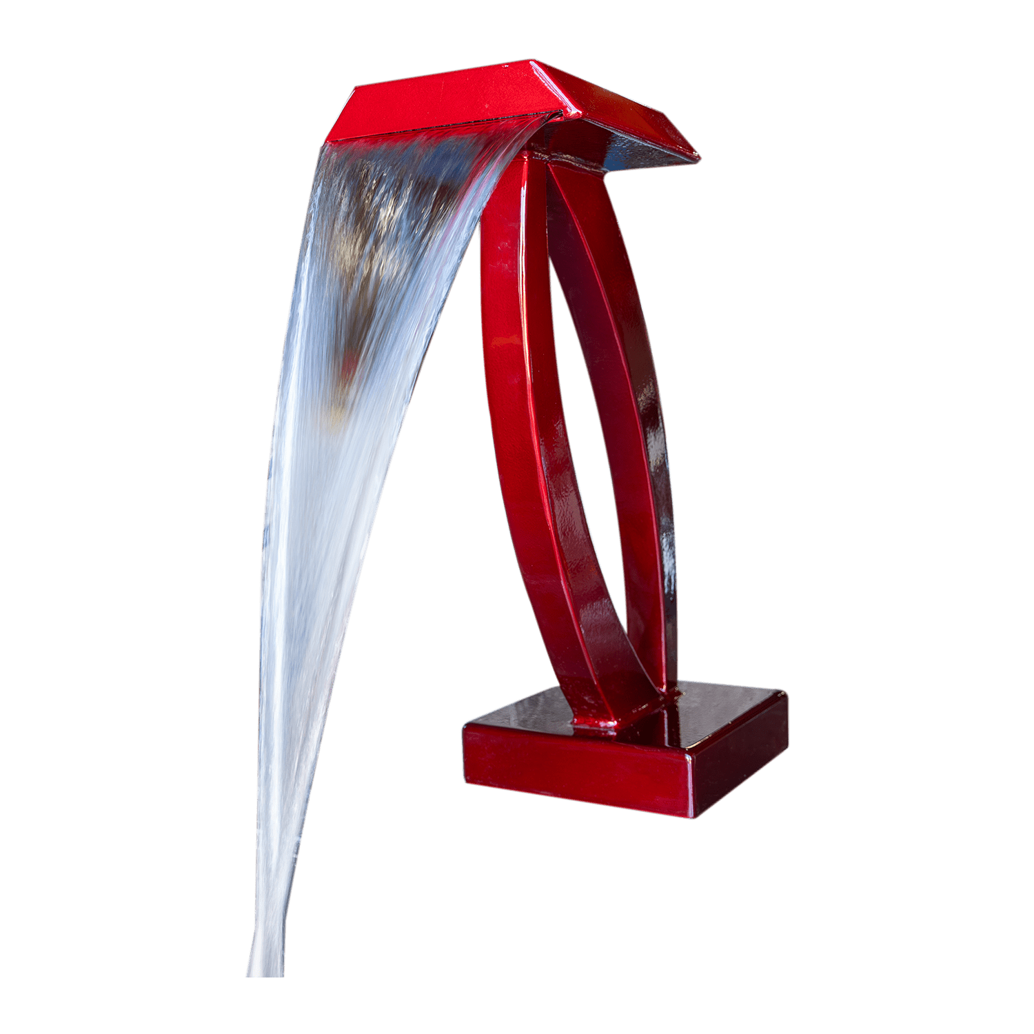 The Designer Series Scupper 1 from The Outdoor Plus is a sleek, sculptural water feature designed to elevate any outdoor space with elegance and motion. Its twisted metal frame creates a contemporary aesthetic, seamlessly blending form and function. As water cascades from this minimalist spout, it produces a tranquil and mesmerizing flow that enhances patios, gardens, and poolscapes with a touch of modern artistry. Crafted for visual impact, it's ideal for both residential and commercial outdoor environment