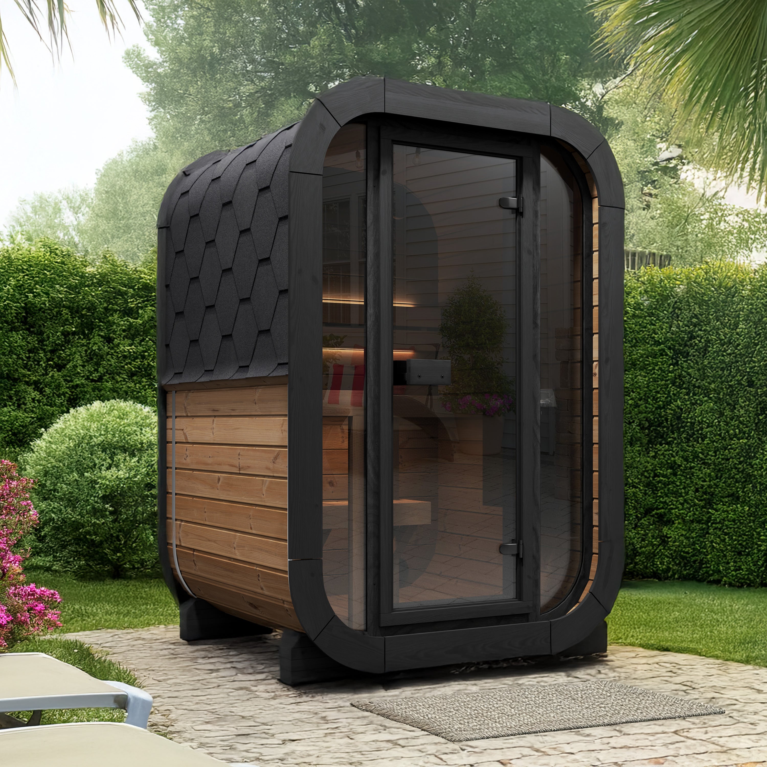 SaunaLife CL3G Cube-Series Outdoor Sauna Kit for 2 bathers