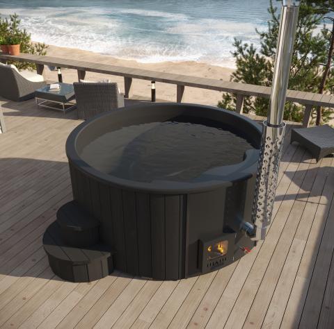 SaunaLife Model S4N Wood-Fired Hot Tub Dark Grey