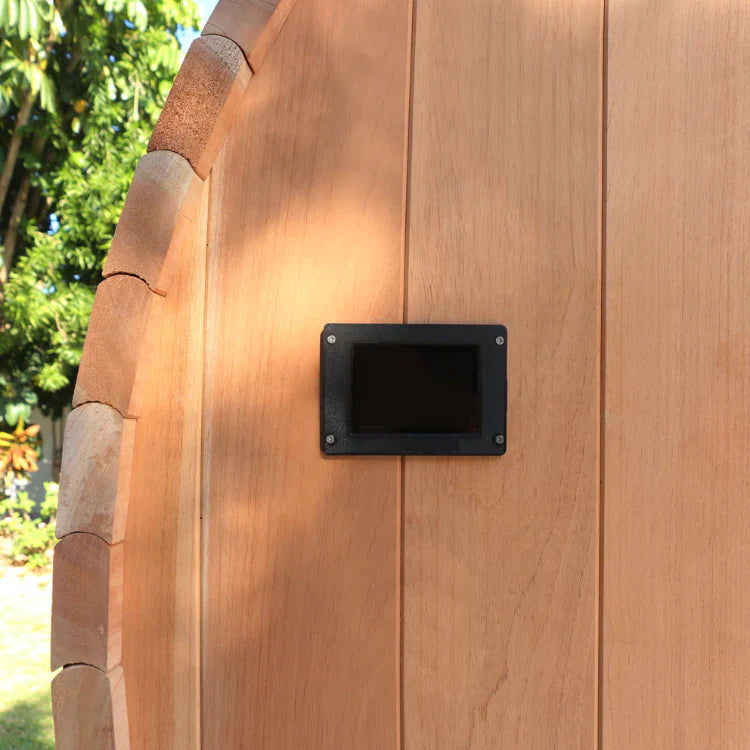 This barrel sauna blends traditional design with modern technology for an unmatched sauna experience. Its unique cylindrical shape ensures even heat distribution, while the Smart Sauna WiFi Controller lets you customize your session from anywhere. 