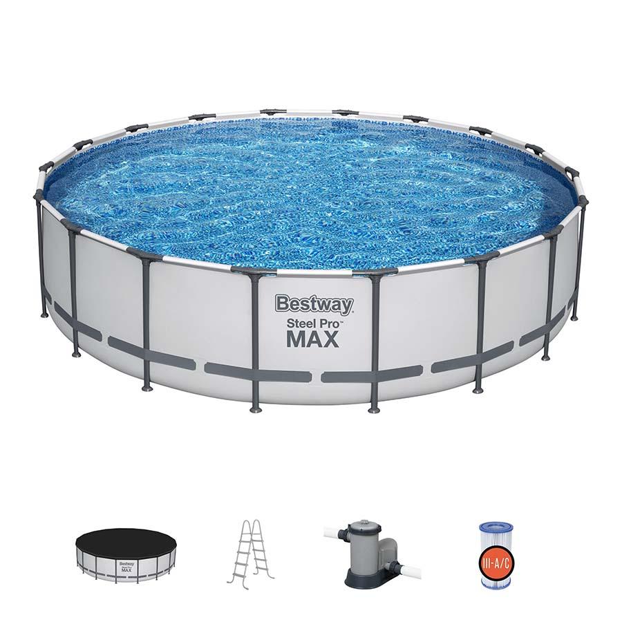 Bestway APX 365 18ft Round 52" Above Ground Pool - elitewellnesshq Soft shell pools AGP-56463
