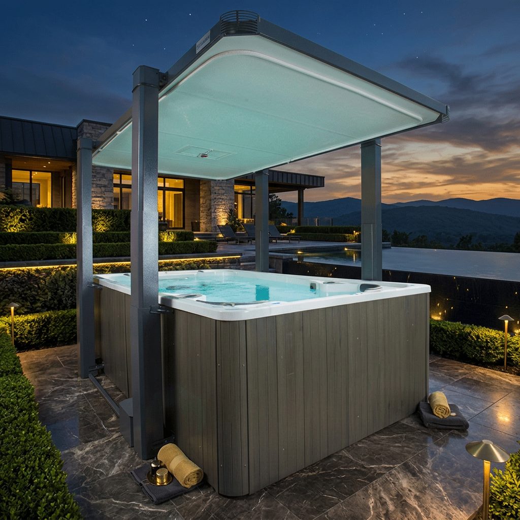 Covana Legend 18' Automated Swim Spa Cover & Gazebo (Mocha/Latte) - elitewellnesshq Luxury Swim Spas 