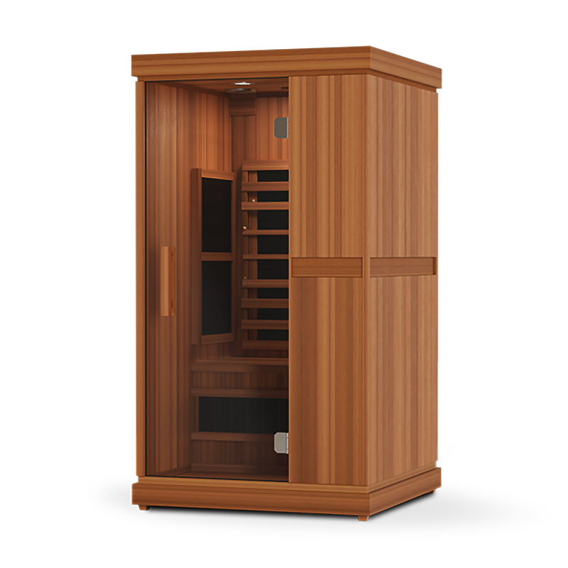 Turn any room in your home into a personal wellness retreat with the Finnmark FD-1 Full-Spectrum 1-Person Infrared Sauna.This compact infrared sauna is the only model in the industry to combine UL-Listed Spectrum Plus™ short-wave heaters with Spectrum Carbon 360° long-wave panels, allowing you to reach a true 170°F in less than one hour using a standard 120-volt outlet.Unlike ordinary infrared saunas, Finnmark delivers a deep, detoxifying sweat and a complete full-spectrum sauna experience near, mid, andfar
