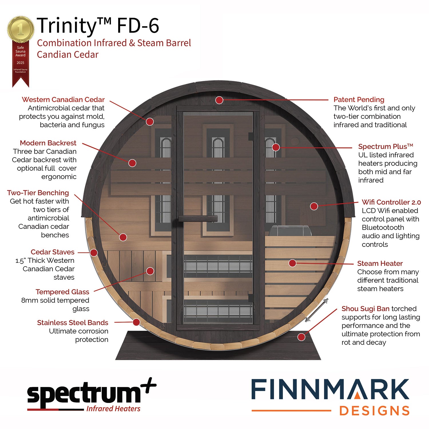 Outdoor Infrared/Steam Barrel Thermal Aspen Sauna