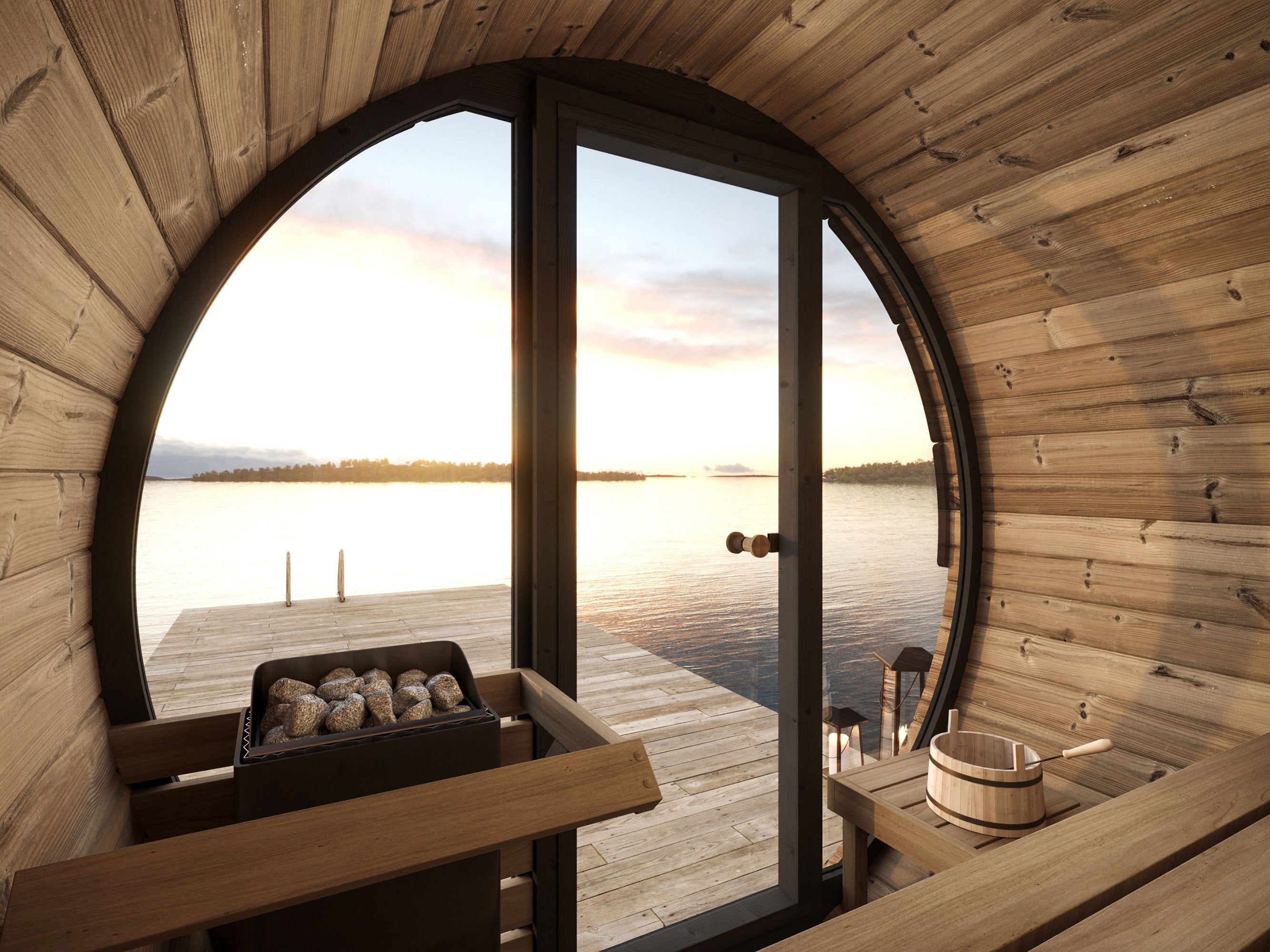 SaunaLife ERGO-Series (Model EE6G) Outdoor Barrel Sauna