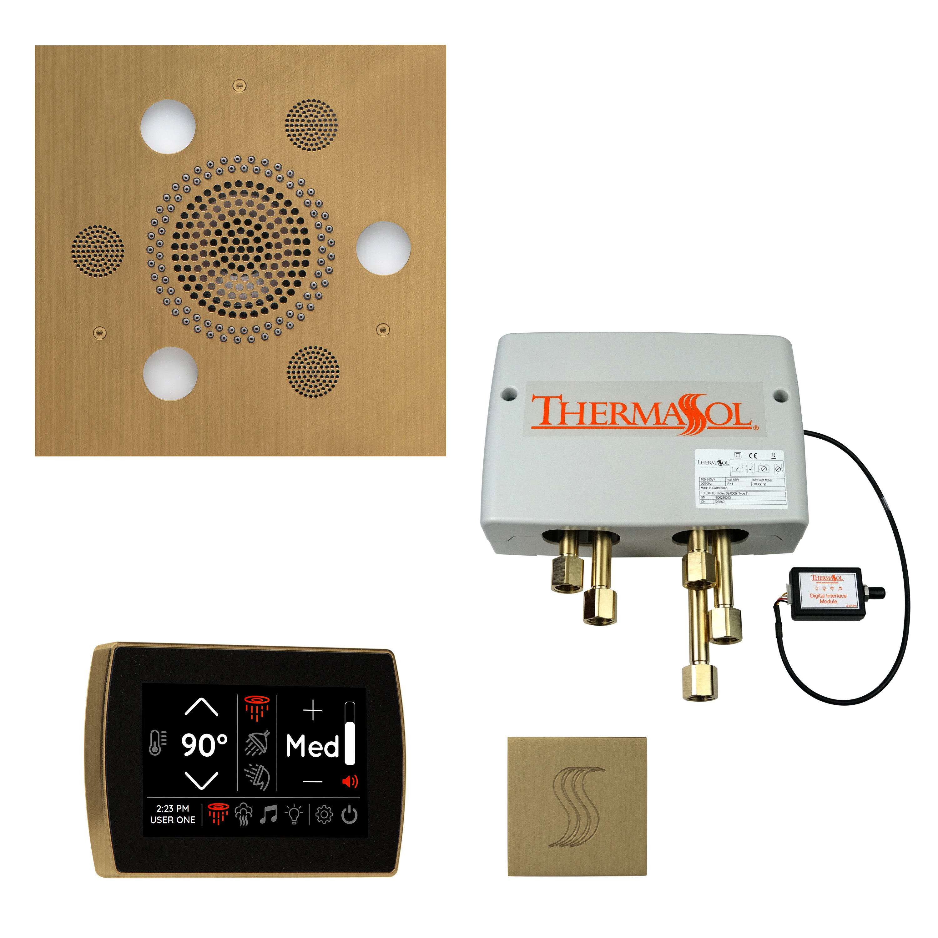ThermaSol Total Wellness Package – Serenity Advanced Rainhead Satin Brass