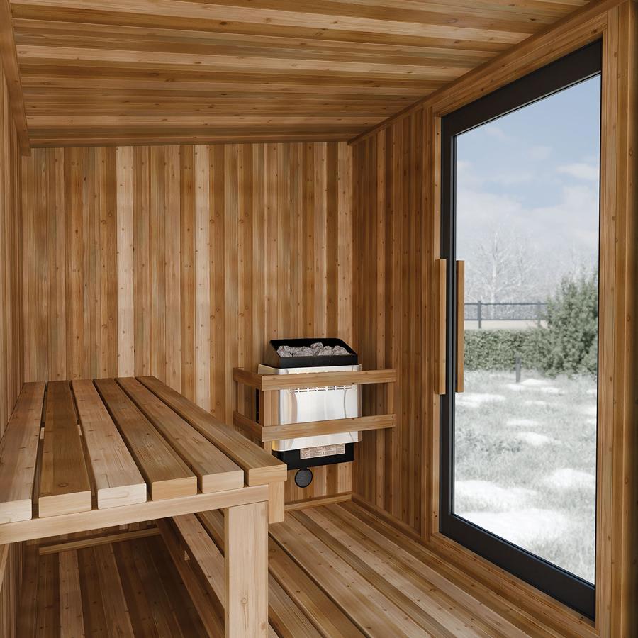 Visscher Outdoor Electric 6' x 6' Sauna | Traditional 9kW Cedar Sauna for 2 - 3 People - elitewellnesshq Saunas SAU-720